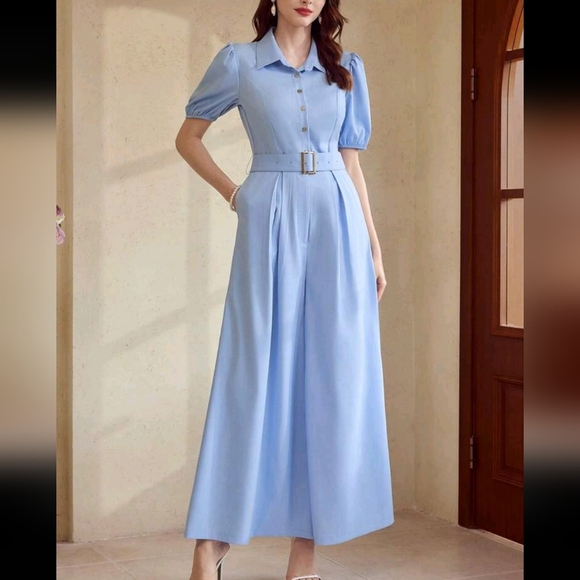 Elegant Light Blue Jumpsuit - Picture 1 of 4